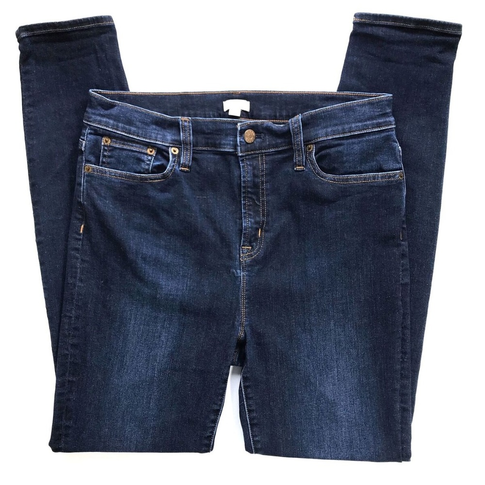 J. Crew High Rise Dark Wash Stretch Skinny Jeans